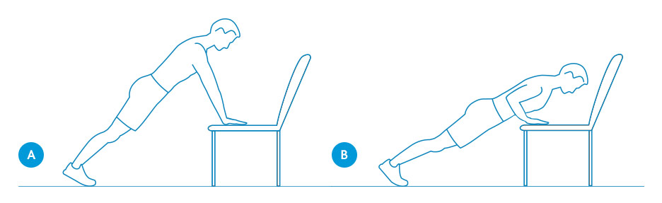 Push-ups with hands on desk