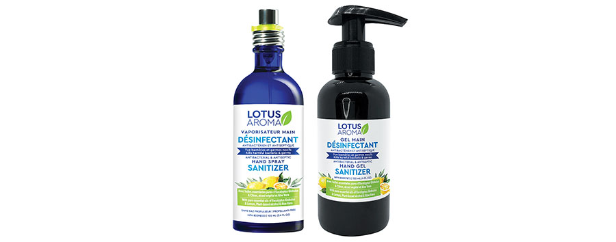 Gel ou vaporisateur désinfectant antibactérien et antiseptique de Lotus Aroma