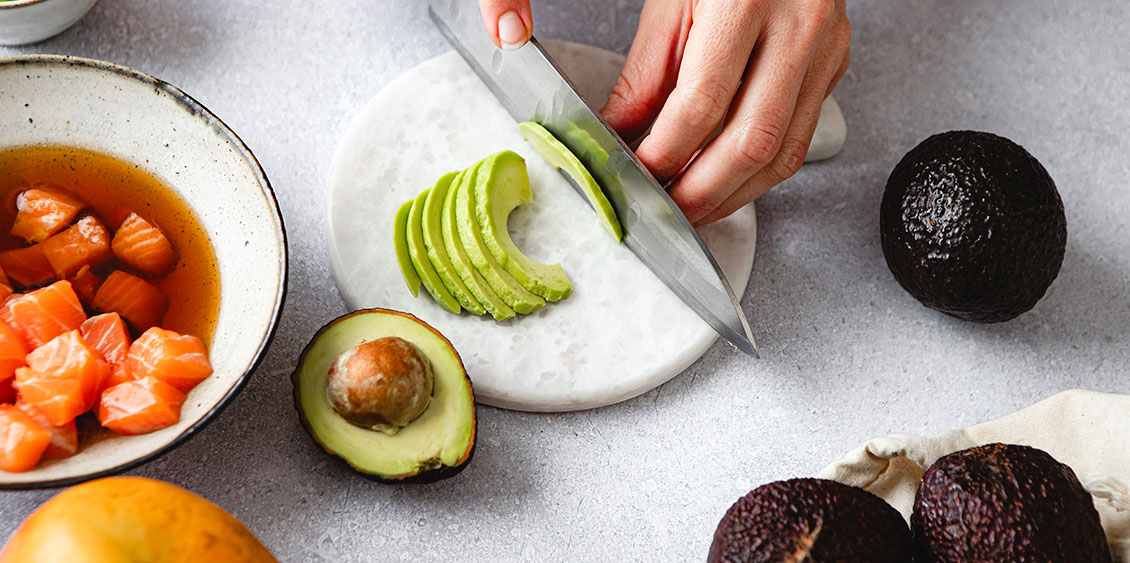 Nuts, salmon, and avocado: foods rich in omega-3s.