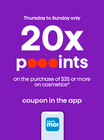 Thursday to Sunday only 20X the poooints on the purchase of $35 or more on cosmetics*